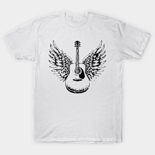 Acoustic Guitar with Wings Shirt Acoustic Guitar T-Shirt